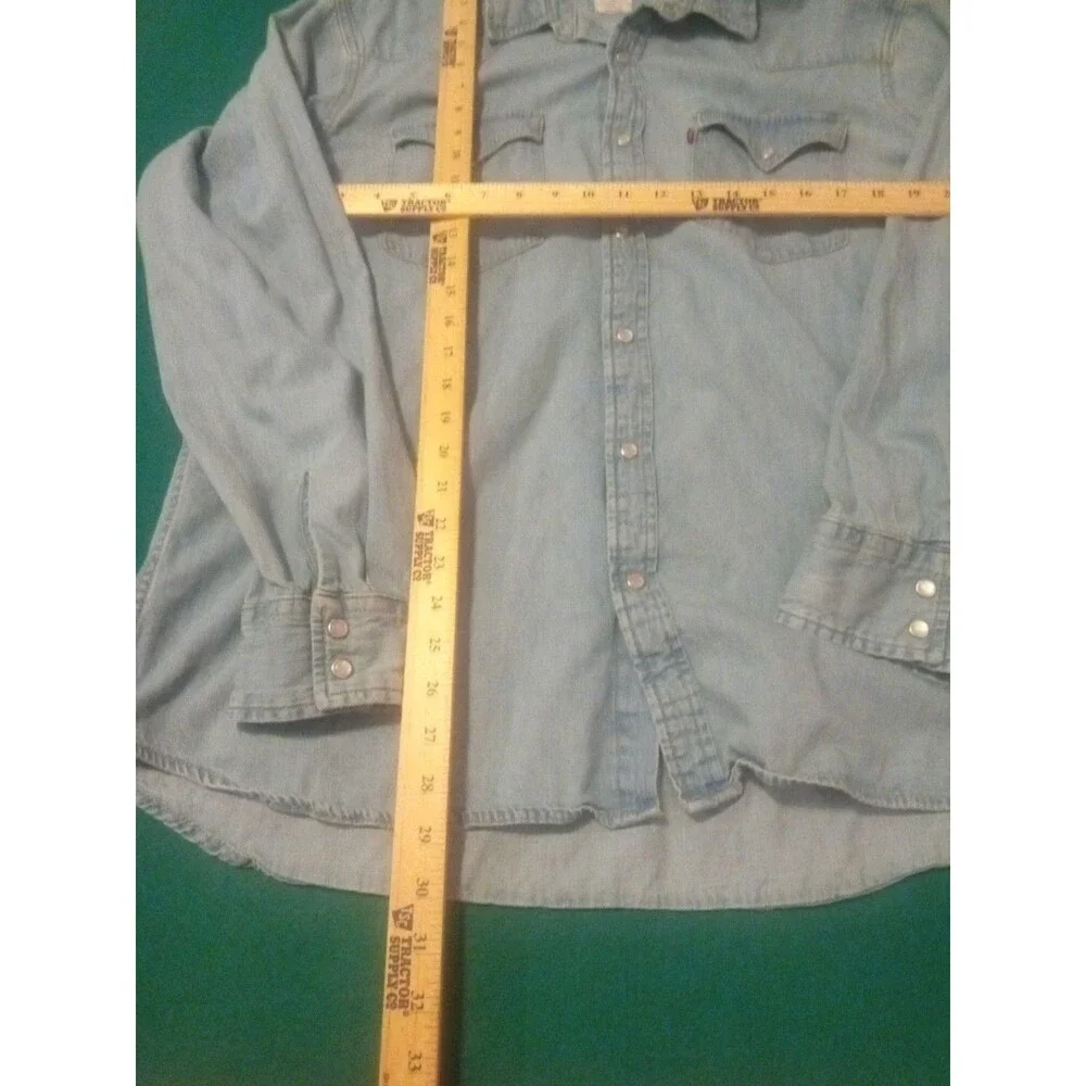 Levi Denim Shirt Pearl Snap Size X-Large